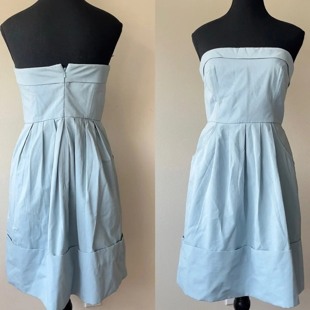 Anthropologie Light Blue Strapless Dress